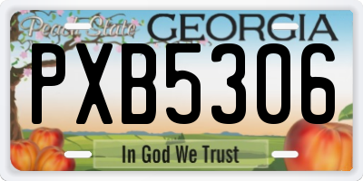 GA license plate PXB5306