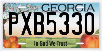 GA license plate PXB5330