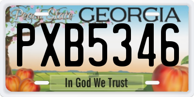 GA license plate PXB5346