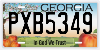GA license plate PXB5349