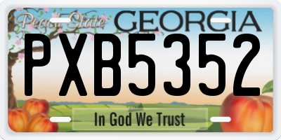 GA license plate PXB5352