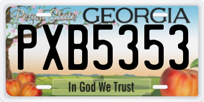 GA license plate PXB5353
