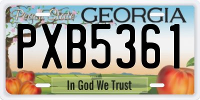GA license plate PXB5361