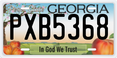 GA license plate PXB5368