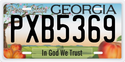 GA license plate PXB5369