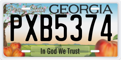 GA license plate PXB5374