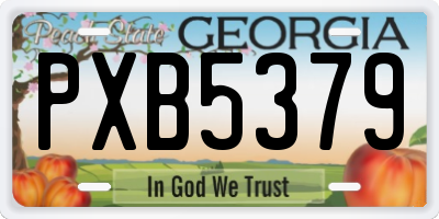 GA license plate PXB5379