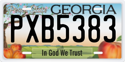 GA license plate PXB5383