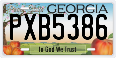 GA license plate PXB5386