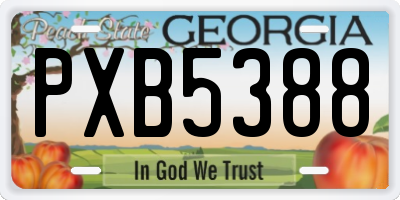 GA license plate PXB5388