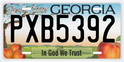 GA license plate PXB5392