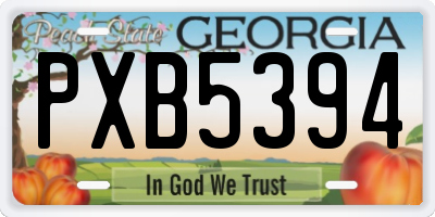GA license plate PXB5394