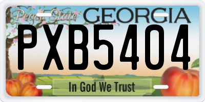 GA license plate PXB5404