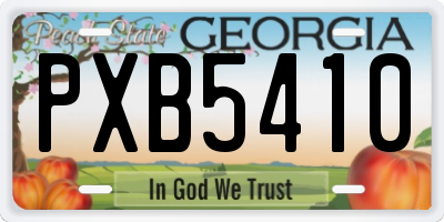 GA license plate PXB5410