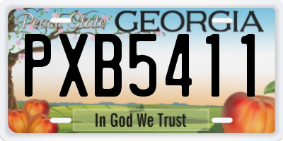 GA license plate PXB5411