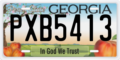 GA license plate PXB5413