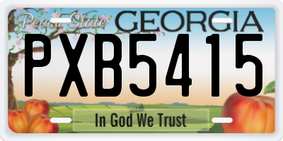 GA license plate PXB5415