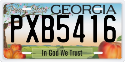 GA license plate PXB5416