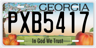 GA license plate PXB5417