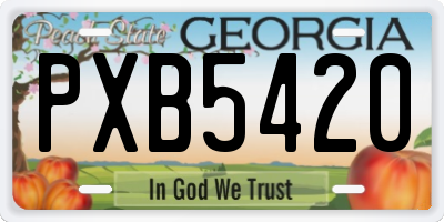 GA license plate PXB5420