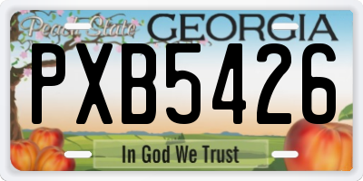 GA license plate PXB5426
