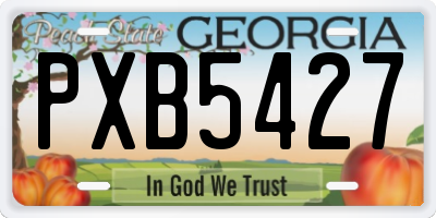 GA license plate PXB5427
