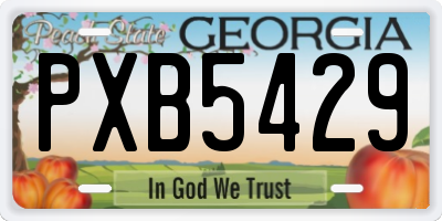 GA license plate PXB5429