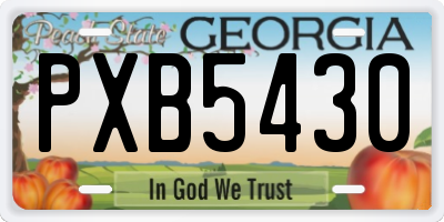 GA license plate PXB5430