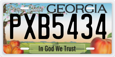 GA license plate PXB5434