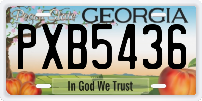 GA license plate PXB5436