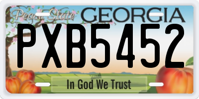 GA license plate PXB5452