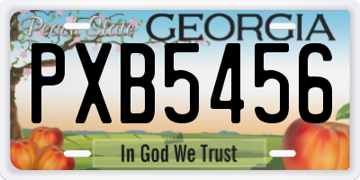 GA license plate PXB5456