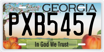 GA license plate PXB5457