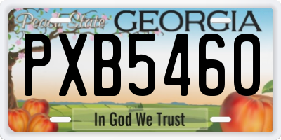 GA license plate PXB5460