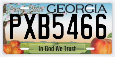 GA license plate PXB5466
