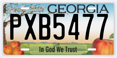 GA license plate PXB5477