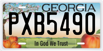 GA license plate PXB5490