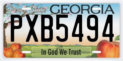 GA license plate PXB5494