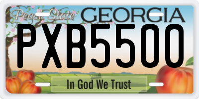 GA license plate PXB5500