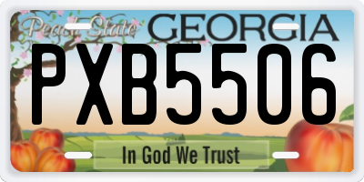 GA license plate PXB5506