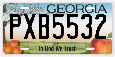 GA license plate PXB5532