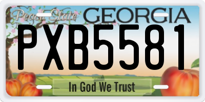 GA license plate PXB5581