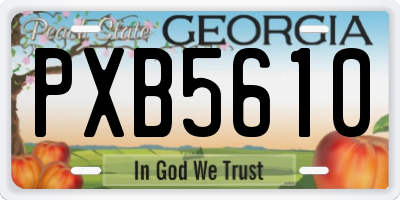 GA license plate PXB5610