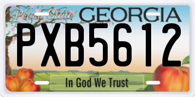 GA license plate PXB5612