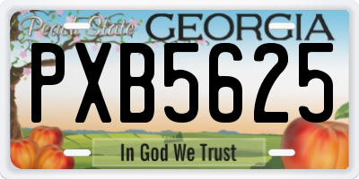 GA license plate PXB5625