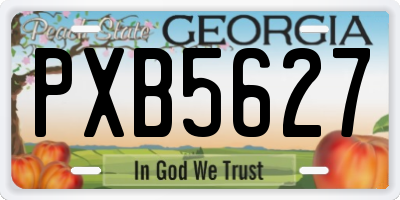 GA license plate PXB5627