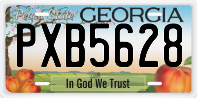 GA license plate PXB5628