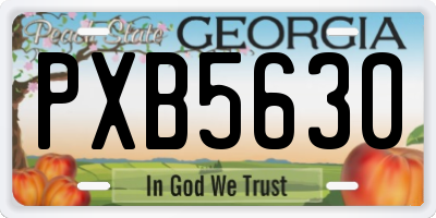GA license plate PXB5630