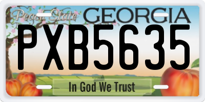 GA license plate PXB5635