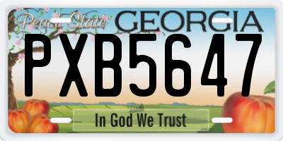 GA license plate PXB5647
